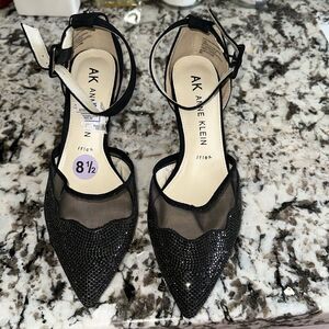 Anne Klein Black Sparkle Mesh Heels